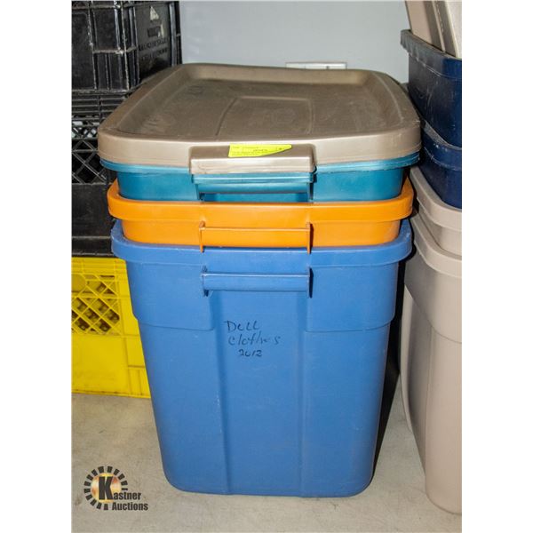 3X RUBBER MADE ROUGHNECK TOTES 20X14X16