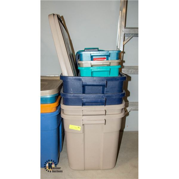 BUNDLE OF RUBBERMAID ROUGHNECK TOTES AND