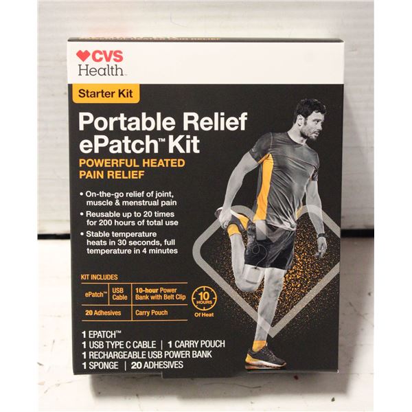 NEW CVS HEALTH PORTABLE RELIEF E PATCH STARTER KIT