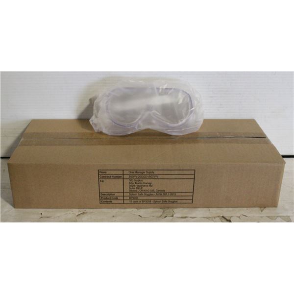 NEW CASE WITH 10 CLEAR SAFETY GOGGLES