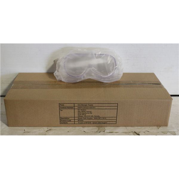 NEW CASE WITH 10 CLEAR SAFETY GOGGLES
