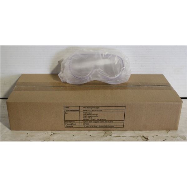 NEW CASE WITH 10 CLEAR SAFETY GOGGLES