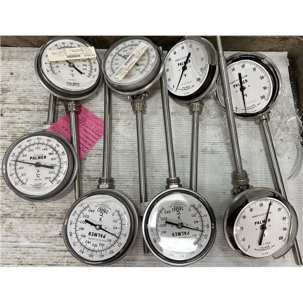 Lot of (8) Misc. Palmer Pressure Gauges