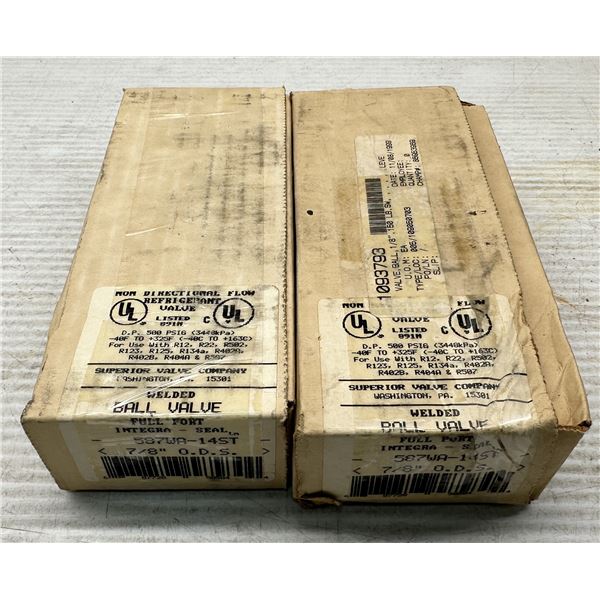 (2) Superior #587WA-14ST 7/8" O.D.S. Ball Valves