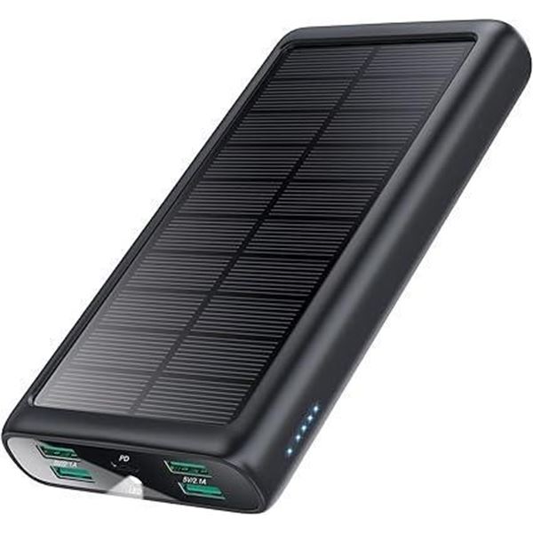 Solar Charger Power Bank 36800mAh, 5 Outputs Portable Charger, Fast Charging USB C Power Bank, IP67