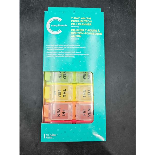 Compliments 7-Day Am/PM Push-Button Pill Planner Extra Large
