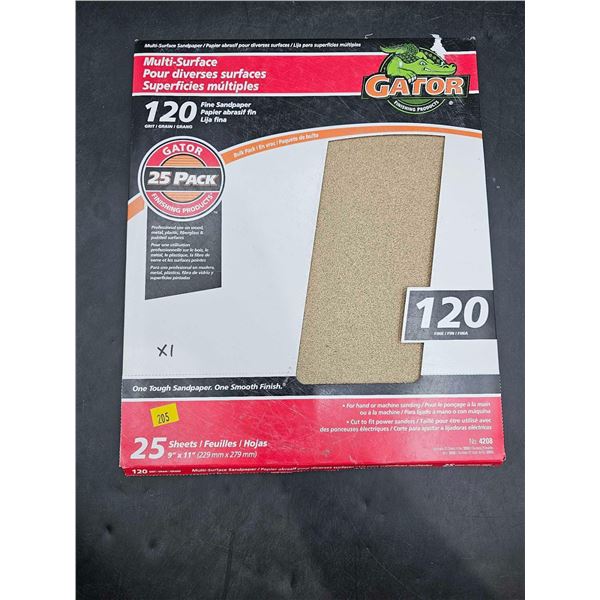 Gator Multi-Surface 120grit Fine Sandpaper (25 sheets)