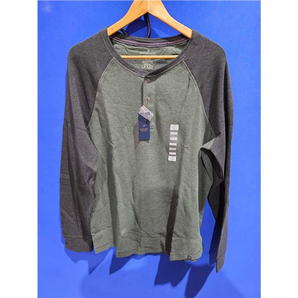 Denver Hayes Dark Green Heater Long Sleeve Waffle Shirt - Men's X-Large