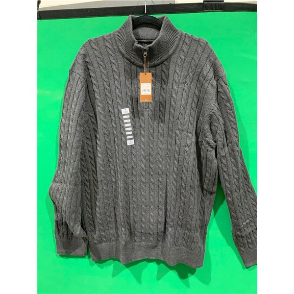 Denver Hayes Mens Heather Knit Charcoal Sweater Size 2XL