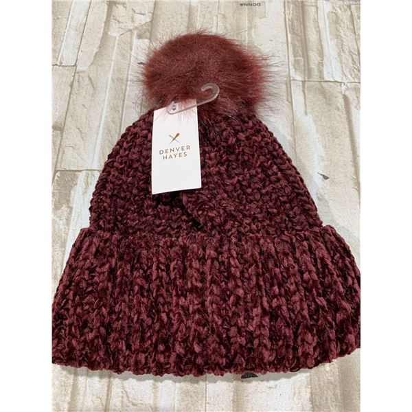 Denver Hayes Toque One Size With Pompom Burgundy