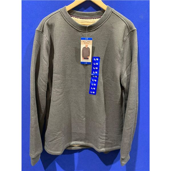 BC Clothing Mens Waffle Fleece Lined Shirt Size Large Grey