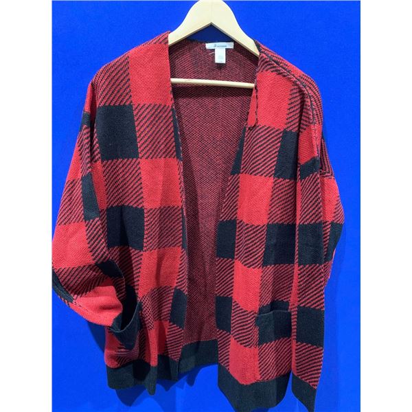 Ripzone Womens Allana Jaquard Cardigan Check Red Buff Size Large