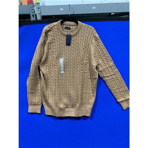 Denver Hayes Cable Knit Sweater, Light Brown (XL)