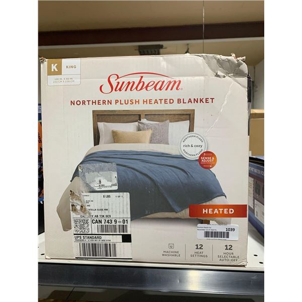 Sunbeam Northern Plush Heated Blanket, 12 Heat Settings, 12 Hour Selectable Auto-Off, machine washab