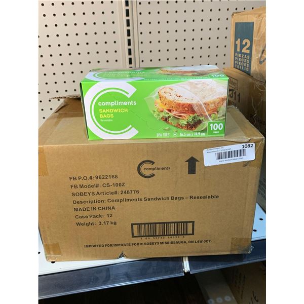 Compliments Sandwich Bags Resealable (12 x 100bags)