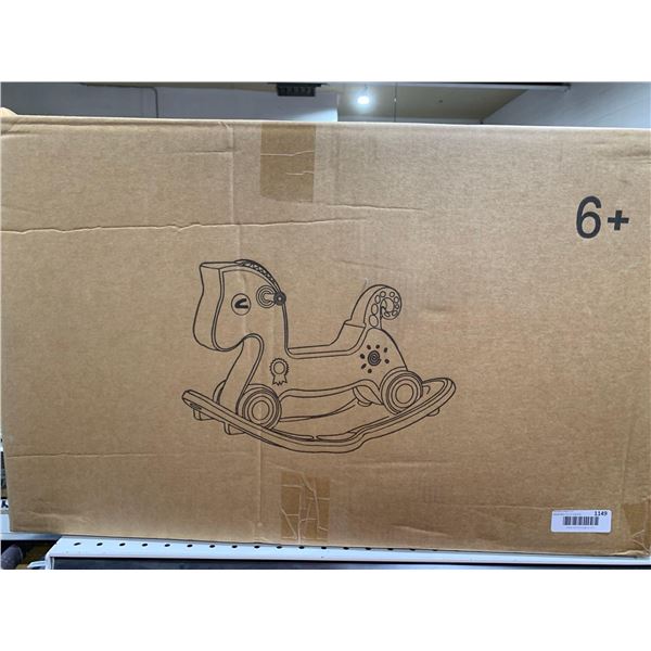 2-in-1 Kids Horse and Ride-On Slide Car, Comfortable Wide Seat with Silent Wheels