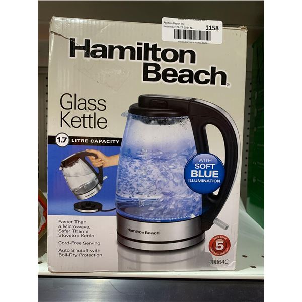 Hamilton Beach Glass Kettle 1.7L Capacity