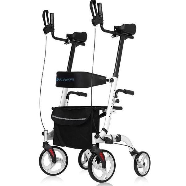 HFK-9210KDB-3 ELENKER Upright Walker, Stand Up Folding Rollator Walker Back Erect Rolling Mobility W
