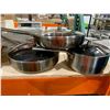 Image 3 : Blue Diamond Enhanced Ceramic Non-Stick Set of 3 Stainless Steel Pots and Pans with Glass Lids