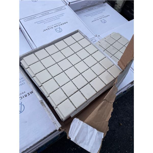Pallet Lot of 12" x 12" American Olean White Ceramic Mosaic Tile approx. 350 sq/ft