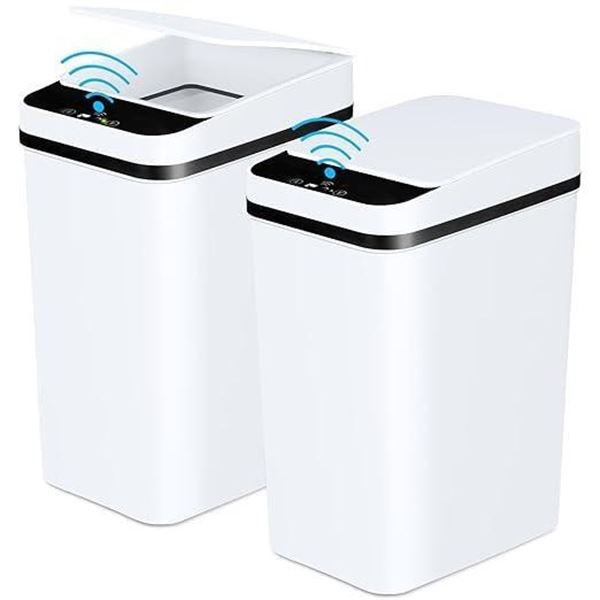 Anborry Bathroom Trash Cans with Lid 2 Pack Touchless Automatic Motion Sensor Small Slim Garbage Can