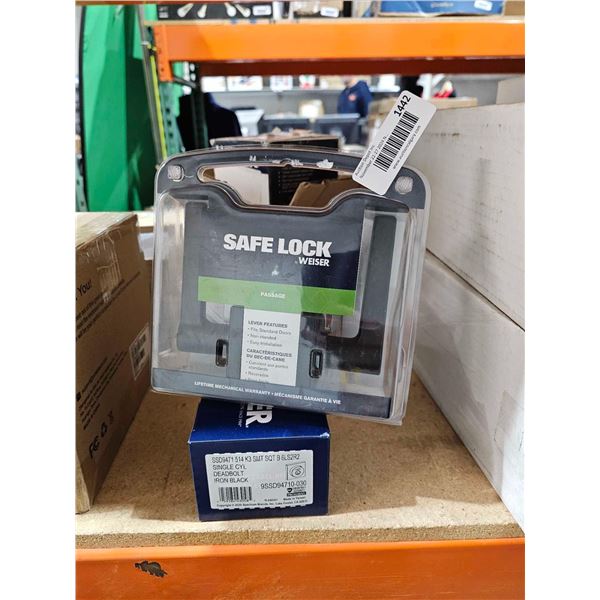 Weiser Lock Black Passage Handle & Single Cylnder Deadbolt