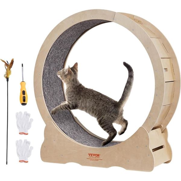 Cat Exercise Wheel, Large Cat Treadmill Wheel for Indoor Cats, 35.8 inch Cat Running Wheel with Deta