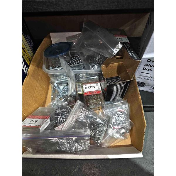Box lot of Assorted Screws and Bolts