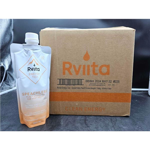 Rviita Energy Tea Speachless Peach Green Tea Clean Energy Drink (10 x 355ml)