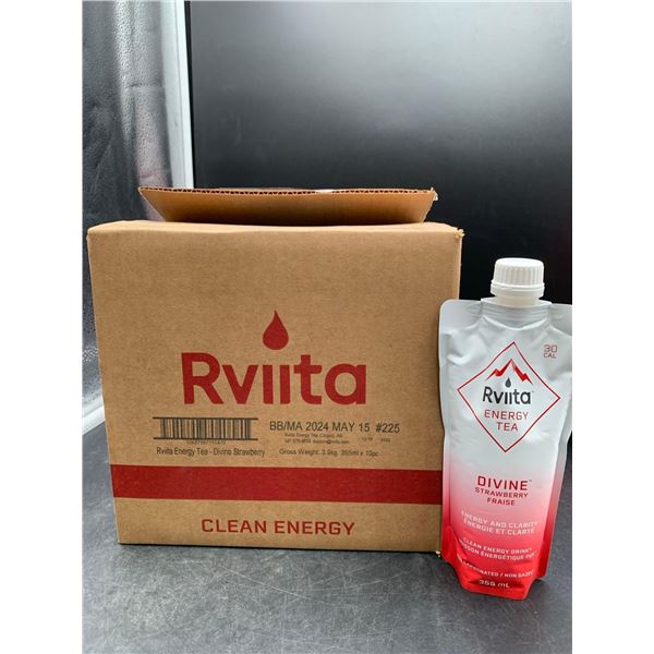 Rviita Energy Tea Divine Strawberry Energy and Clarity Drink (10 x 355ml)