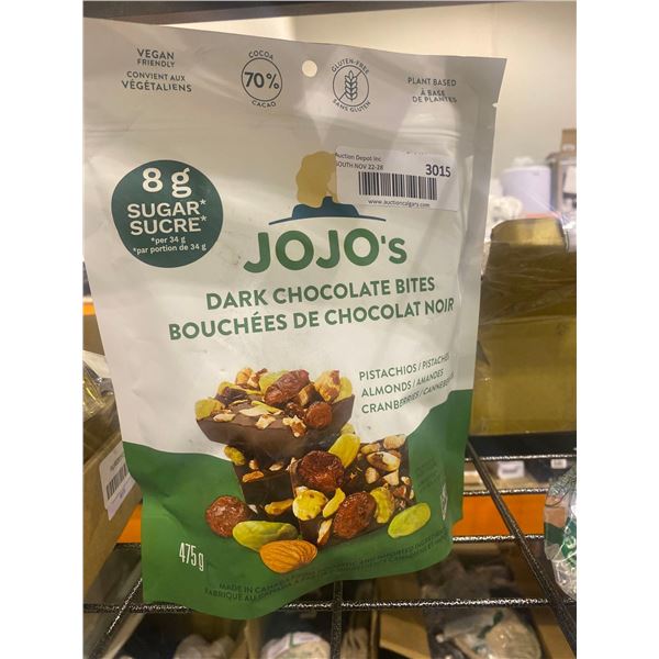 JOJO's dark chocolate bites with pistachios, almonds, and cranberries 475g