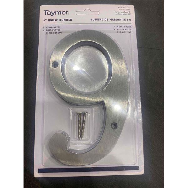 Taymor 5 pack of solid metal 6inch house number 9