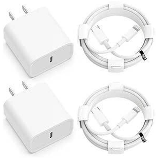 Fast wall charger with 6ft cable, pack of 2 full chargers