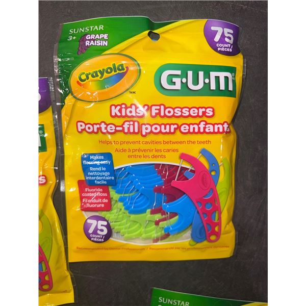 G.U.M Crayola colored kids dental flossers, 5 packs of 75
