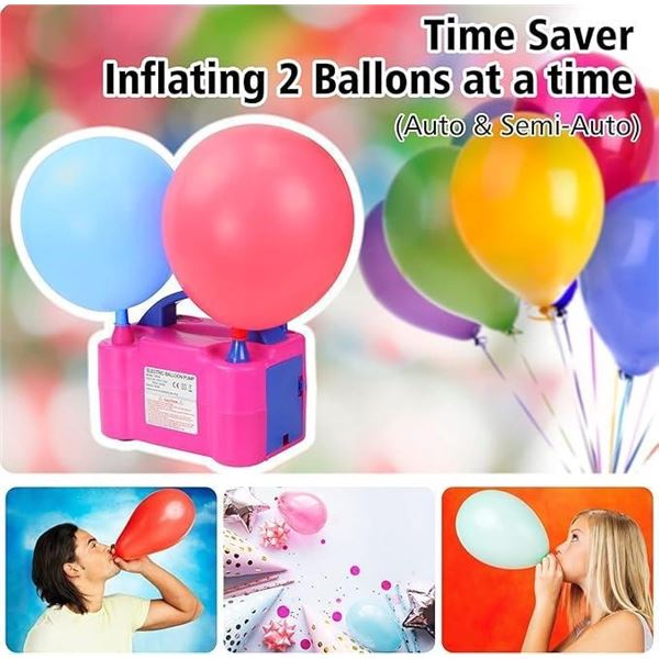 Electric Air Balloon Pump, Portable Dual Nozzle Electric Balloon Inflator for Party Decoration, 110V