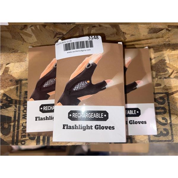 Rechargable flashlight gloves, lot of 3 pairs
