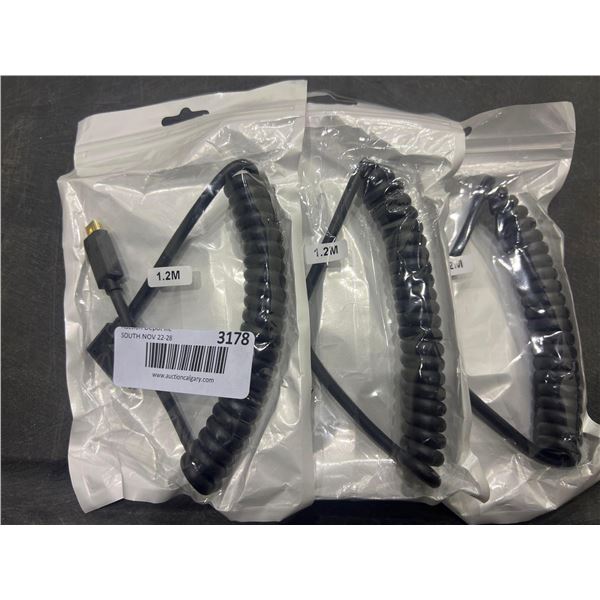 Lot of 3 USB-C connector cables, 1.2 meters long each