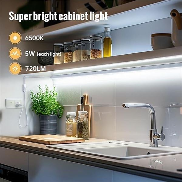 Monios-L T5 under cabinet light fixture, pack of 3