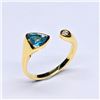 Image 2 : Gold plated Silver London Blue Topaz(1.1ct) Gold Rhodium Plated Ring (~Size Adjustable)(Ring is resi