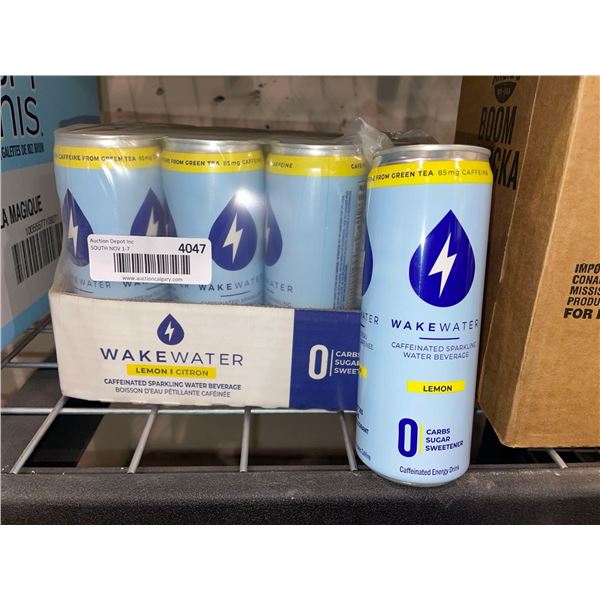 Wake Water Lemon Caffeinated Sparkling Water Beverage 12 x 355ml