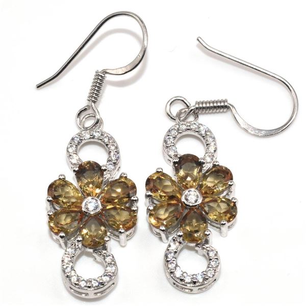 Silver Syn. Zultanite Cz(3.9ct) Rhodium Plated Earrings (~Size 0) (~length 0 inches) (~weight 6.6g)