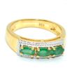 Image 1 : Gold plated Silver Emerald(1.35ct) Gold Rhodium Plated Ring (~Size 7)(Ring is resizable for $40) (~l