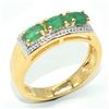 Image 3 : Gold plated Silver Emerald(1.35ct) Gold Rhodium Plated Ring (~Size 7)(Ring is resizable for $40) (~l