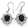 Image 1 : Silver Smokey Quartz Blue Topaz Cz(5.1ct) Rhodium Plated Earrings (~Size 0) (~length 0 inches) (~wei