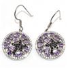 Image 1 : Silver Amethyst Black Spinel Cz(4.9ct) Rhodium Plated Earrings (~Size 0) (~length 0 inches) (~weight