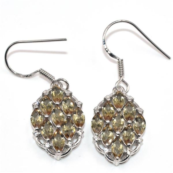 Silver Syn. Zultanite Cz(4.1ct) Rhodium Plated Earrings (~Size 0) (~length 0 inches) (~weight 5.05g)