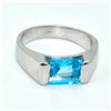Image 1 : Silver Swiss Blue Topaz(1.8ct) Rhodium Plated Ring (~Size 8)(Ring is resizable for $40) (~length 0 i