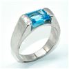 Image 3 : Silver Swiss Blue Topaz(1.8ct) Rhodium Plated Ring (~Size 8)(Ring is resizable for $40) (~length 0 i