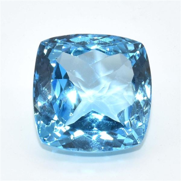 Certified Swiss Blue Topaz(24.1ct) Cushion Cut 16X16 Mm (~Size 0) (~length 0 inches)