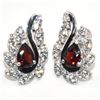 Image 1 : Silver Garnet Cz(2.2ct) Rhodium Plated Earrings (~Size 0) (~length 0 inches) (~weight 3.8g)